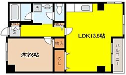 ロジュマン反高 1LDKの間取図画像