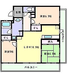 アーバン甲南 3LDKの間取図画像