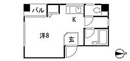 ポートサイド御幸 3階ワンルームの間取り