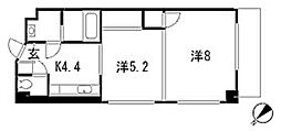 第22やたがいビル 2Kの間取図画像