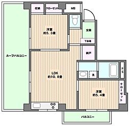 坂の上フラッツ 3階2DKの間取り