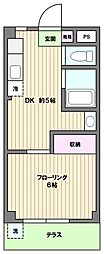 第6ハイツSS 1DKの間取図画像