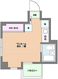 ヤマウチハイツ ワンルームの間取図画像