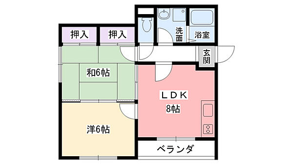 兵庫県西宮市甲子園口2丁目(賃貸マンション2LDK・2階・48.79㎡)の写真 その2