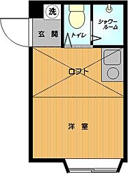 ピュアフラット小金井 1階ワンルームの間取り
