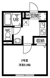 BlackDia南越谷 1Kの間取図画像