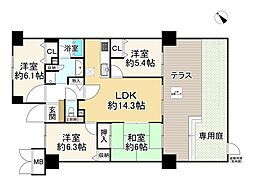 ライオンズガーデン枚方 4LDKの間取り
