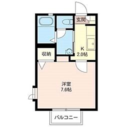 コージーコート 1Kの間取図画像