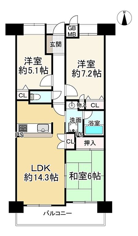 3LDK 間取り