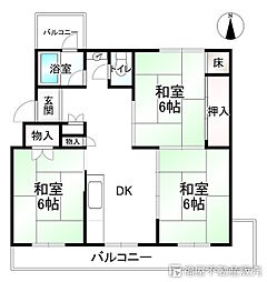 円明寺ヶ丘団地Ｆ棟 3DKの間取り