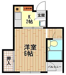 松田マンション 1Kの間取図画像