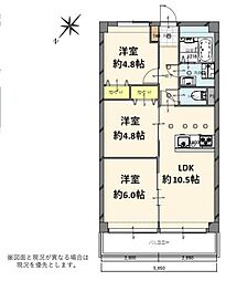 マンションニュー中山 3LDKの間取図画像