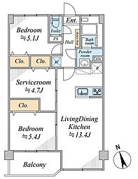 小栗原住宅3号棟 3LDKの間取図画像