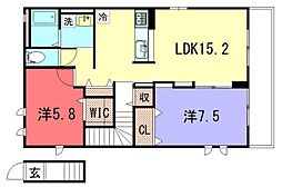 メゾンミュゲ 2LDKの間取図画像