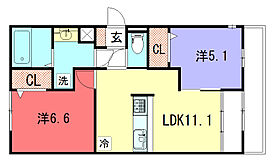 グランディールA&amp;NII 103 ｜ 京都府京都市左京区下鴨下川原町1（賃貸アパート2LDK・1階・55.48㎡） その2