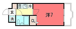 リバーロードタカノ 1Kの間取図画像