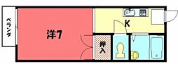 ハイツ詩仙院 2階1Kの間取り