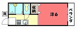 サンハイツアベ 1Kの間取図画像