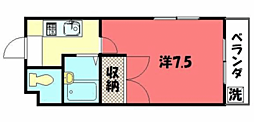 アミティ北白川 1Kの間取図画像