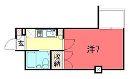 ラモヴェール大塚 2階1Kの間取り