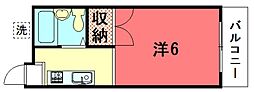 シティハイツ近衛 1階ワンルームの間取り