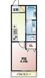 (仮称)北白川上池田町アパート 1Kの間取図画像
