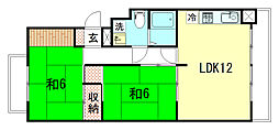 山端マンション 2LDKの間取図画像