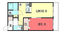 ForestMaison京都北山 WEST 1LDKの間取図画像