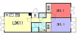 シーオークス6 2LDKの間取図画像