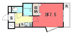 アミティ北白川 1Kの間取図画像