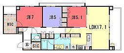 プレミスト京都松ヶ崎 3LDKの間取図画像