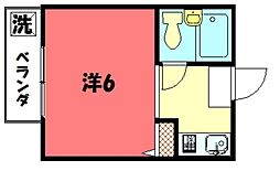ラ・メール 1Kの間取図画像