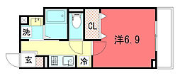 ヒカルサ京都大宮中林I 1Kの間取図画像