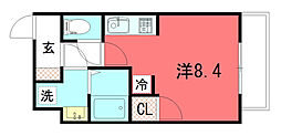 EXCEED御所東 ワンルームの間取図画像
