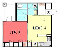リーガル京都御所東 1LDKの間取図画像