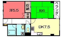 京福修学院マンション 2DKの間取図画像