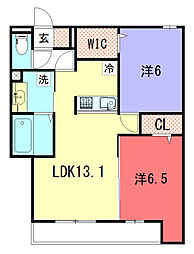 仮)D-ROOM岩倉花園 2LDKの間取図画像
