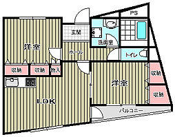 ノーブル千里 2LDKの間取図画像