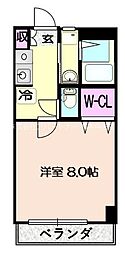 カーサエテルノ　A 1階1Kの間取り