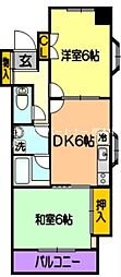 セシール米屋町 2DKの間取図画像