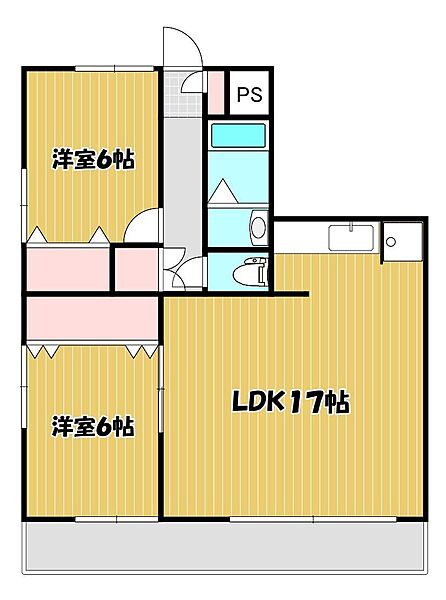 グリーンハイツ松代 201｜茨城県つくば市松代4丁目(賃貸マンション2LDK・2階・63.60㎡)の写真 その2