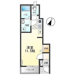 プランドールI 1階ワンルームの間取り