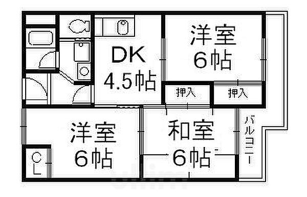 コーポラス大洋向島 ｜京都府京都市伏見区向島庚申町(賃貸マンション3DK・3階・58.00㎡)の写真 その2