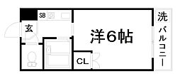 ヴィラパークサイド 1Kの間取図画像