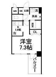 アスヴェル京都御所前2 1Kの間取図画像