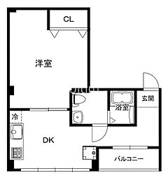 京峰ビル 1DKの間取図画像