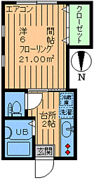 シャトー東条 1Kの間取図画像