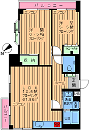 アプローズ弦巻 2LDKの間取図画像