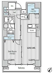 都営新宿線 浜町駅 徒歩5分の賃貸マンション 9階1LDKの間取り