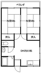 コーポ藤宮 2DKの間取図画像